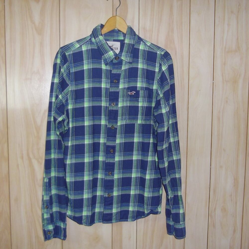 Hollister California Vintage Collared Long Sleeve Fennel Mens Shirt L
